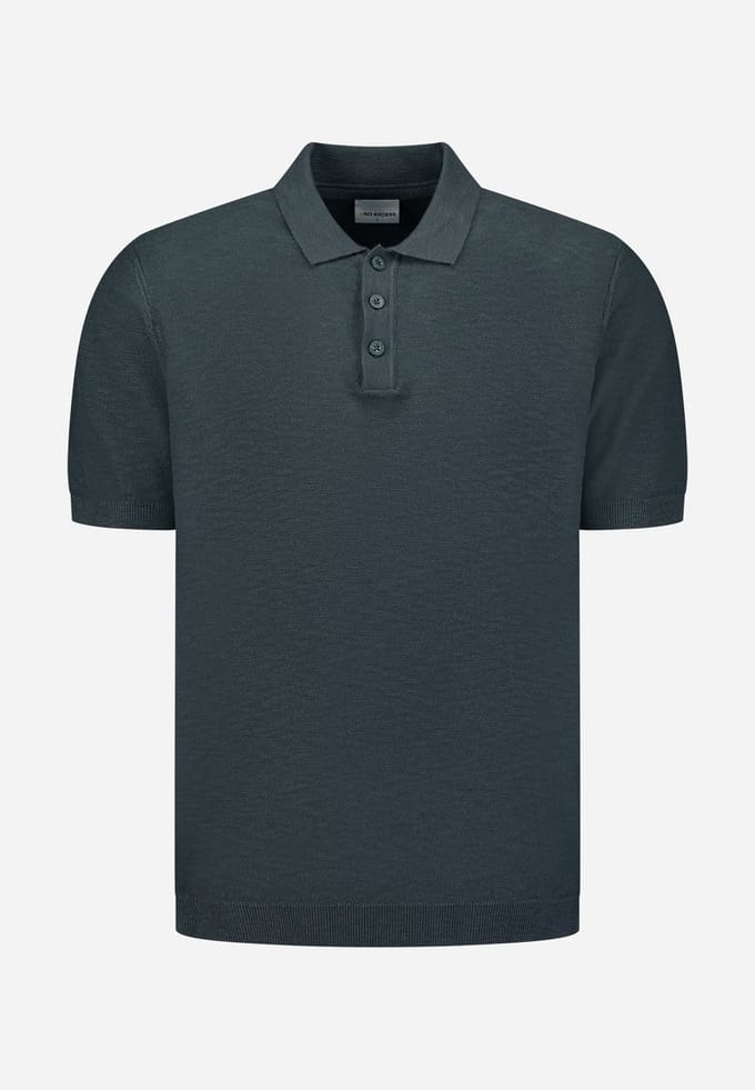 Gebreide slub polo met knopen