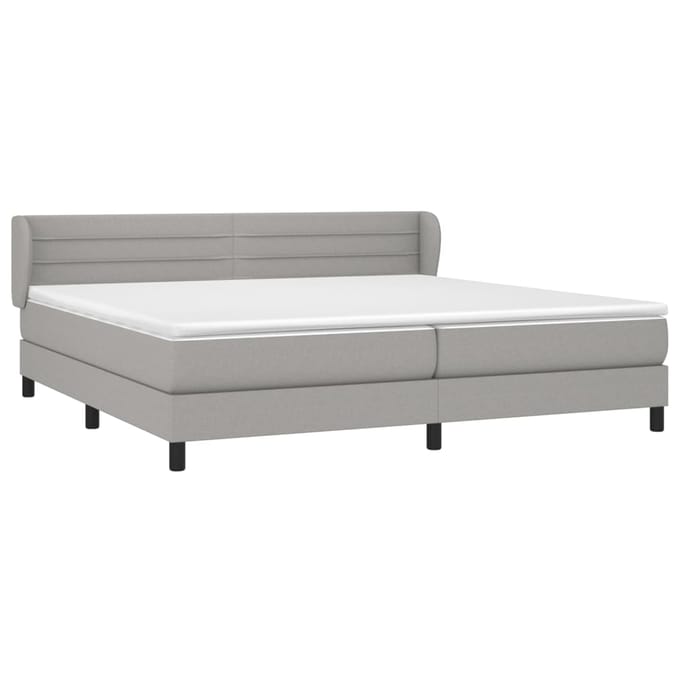 vidaXL - Boxspring - met - matras - stof - lichtgrijs - 200x200 - cm