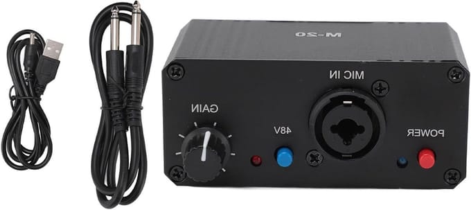 Microfoon Voorversterker - Microfoon Booster - Geluid Verbeteren - Lage Ruis Circuit - Compact Lichtgewicht - Zwart