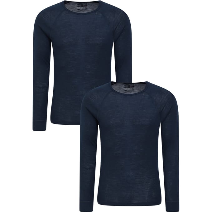 Mountain Warehouse Heren Merino Wol Base Layer Top (Set van 2) (Marine)