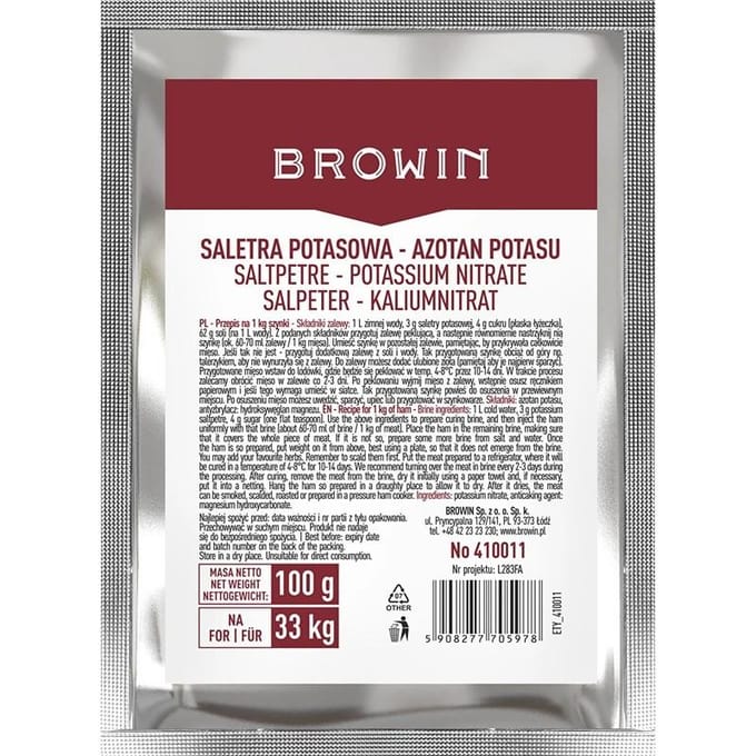 Kaliumnitraat voor het pekelen van vlees 100 G Browin