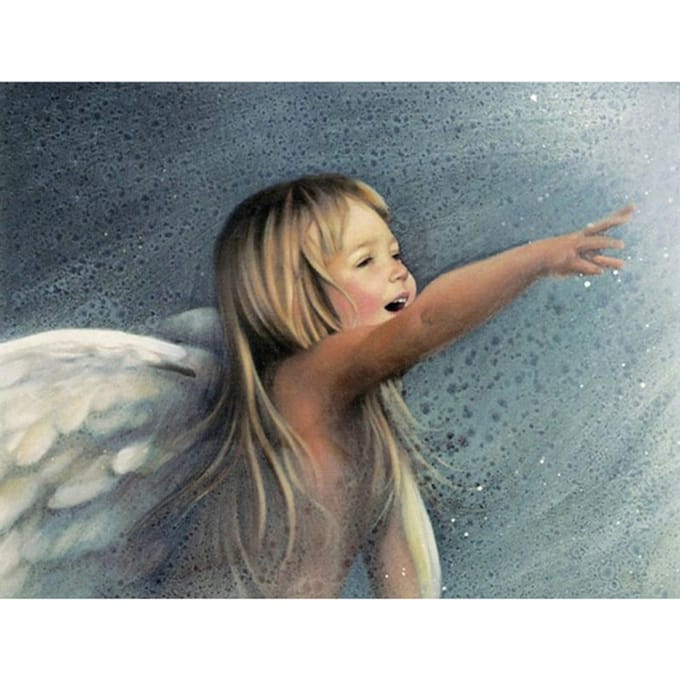 Peinture de diamant 5D ange bébé Christ, broderie complète de diamant rond, décoration de maison 20X30CM black