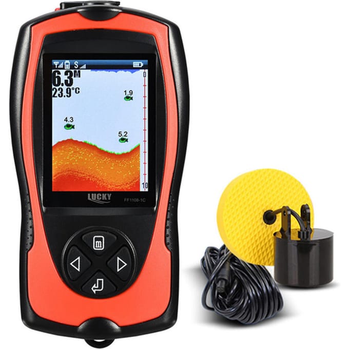 LUCKY FF1108-1CT Sondeur de poisson portable 100M/300FT Profondeur Alarme poisson Détecteur de poisson filaire Wired black