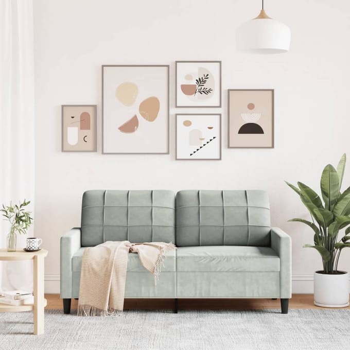 Vidaxl Bank 2-Persoons, Lichtgrijs, 140 Cm, Bekleed met Fluweel