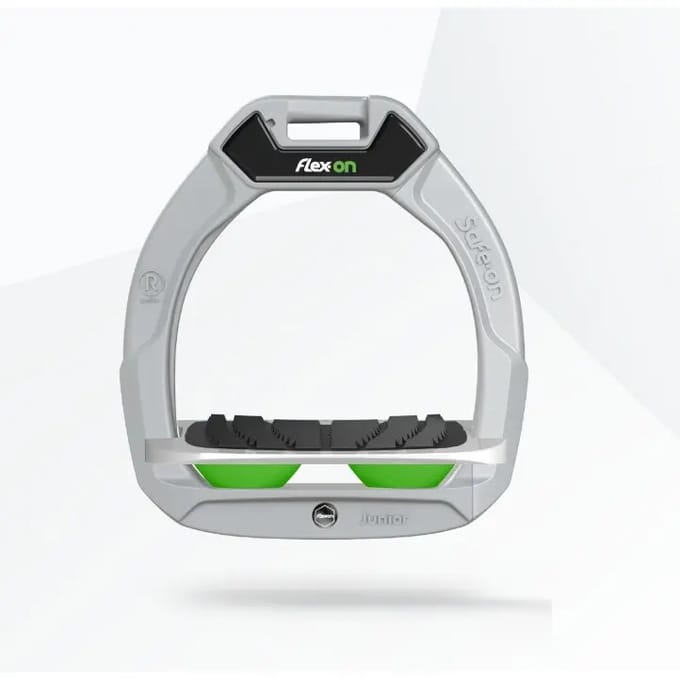 Veiligheidsstrijkers voor ruiters Ingebouwde Grip Aluminium/Grijs/Groen kind Flex-On Safe-On