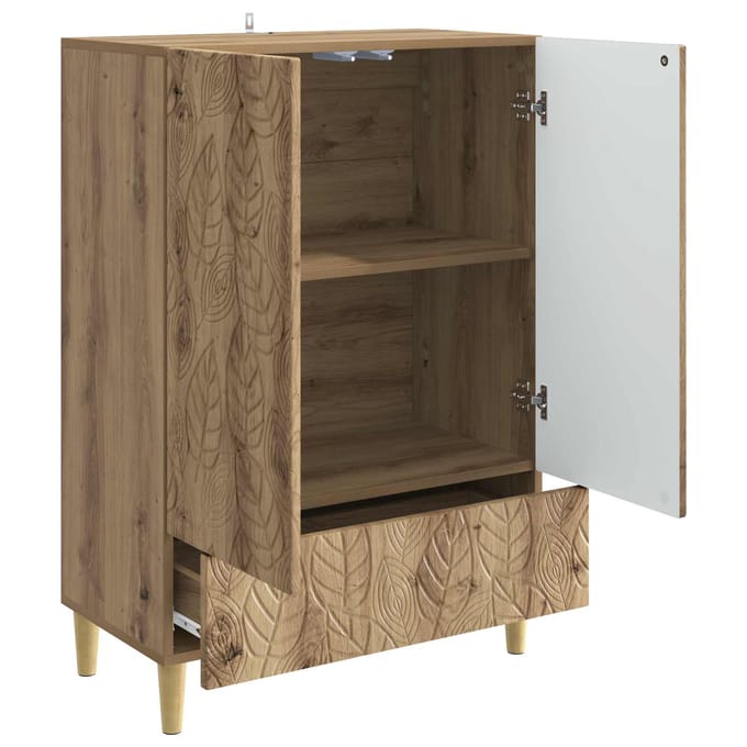 vidaXL - Dressoir - Artisanaal - eiken - 66 - x - 34,5 - x - 95 - cm - Bewerkt - hout