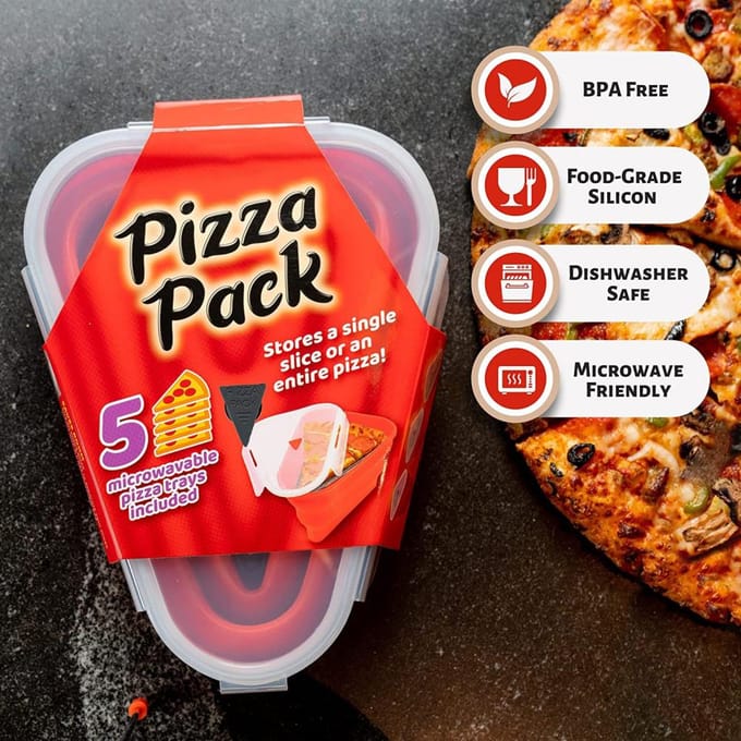 Pizza Punt Container met Deksel Siliconen Herbruikbaar Opvouwbaar Pizza Punt Opbergdoos Bewaardoos red