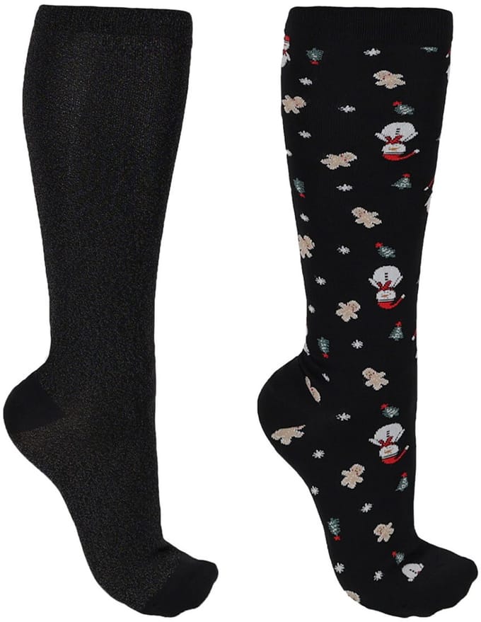 Qhp Paardrijsokken Qhp Kerst Snowman 2-pack Donkerblauw