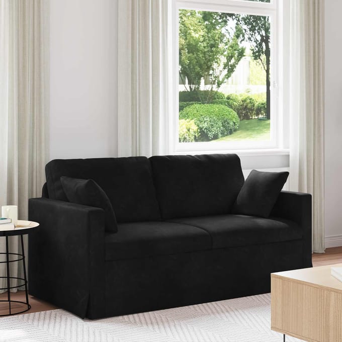 vidaXL - Bank - Zwart - 158 - x - 78 - x - 80 - cm - Fluweel