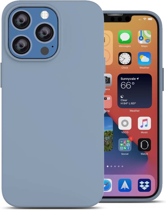 oTronica Geschikt voor iPhone 13 Pro backcover liquid siliconen hoesje - Graniet Grijs
