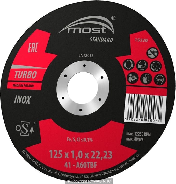 Most Doorslijpschijf Inox - Maat: 125x1,6mm