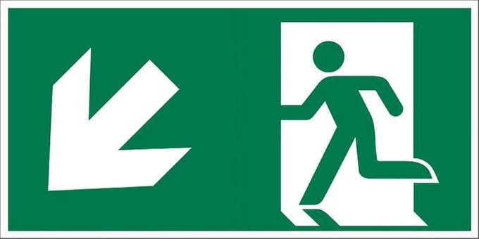 Pickup Vluchtweg - Trap af links - conform NEN-EN-ISO 7010 bord 30x15 cm