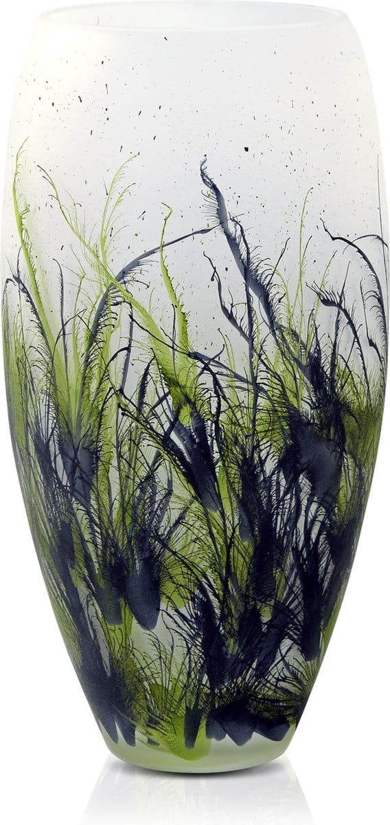 Terroso - Geblazen Vaas Nature, Glas Marmer, Hand Geschilderd, Hoogte 38 cm