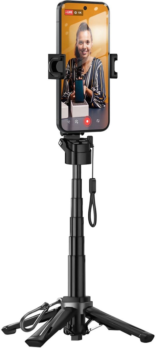 Hoco, Mini Opvouwbaar Statief 3-in-1 Bluetooth Afstandsbediening Klembevestiging en MagSafe, Zwart