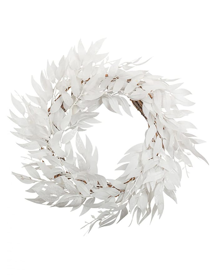 ARTYFETES - Krans van witte glitterbladeren 50 cm, kerstdecoratie