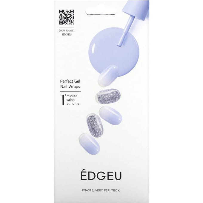Edgeu, Perfect Gel Nail Wrap, ENA 315, Very Peri Trick, 19-delige set white