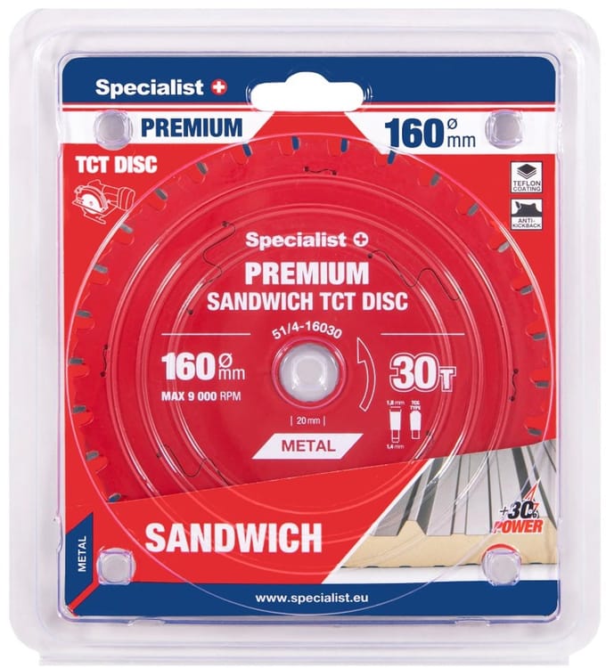 TCT Cirkelzaagblad Sandwichpanelen & Dun Metaal | 160x30Tx20mm – PREMIUM
