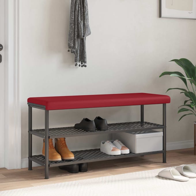 vidaXL - Bankkussen - Kunstleer - Wijnrood - Diepte - 35 - cm