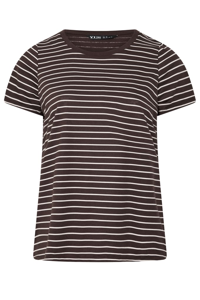 Yours Chocoladebruin Gestreept Tshirt Size 38