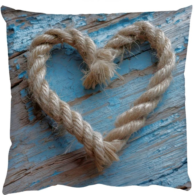 Sierkussens - Kussentjes Woonkamer - 45x45 cm - Hart - Touw - Hout - Rustiek