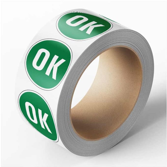 OK controlesticker, groen, 25 meter op rol 40 mm - 580 per rol