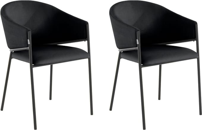 Martha-Eetkamerstoel - Zwart Stof - Set van 2