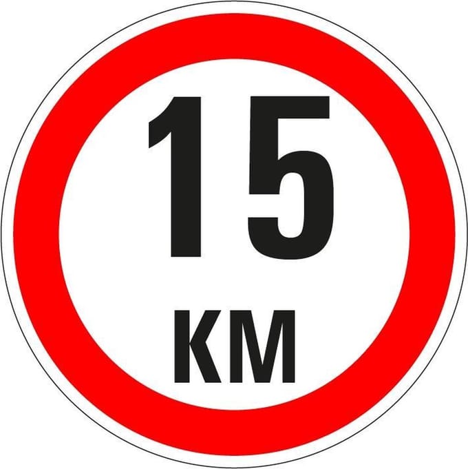 Maximaal 15 km bord - kunststof - A1 150 mm