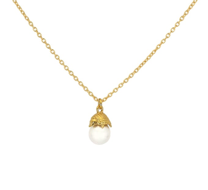 ARLIZI 2304 Ketting egel en parel hanger - verguld - 44 cm