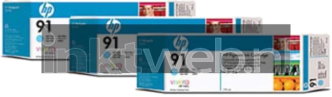 HP 91 3-pack licht cyaan (Origineel)