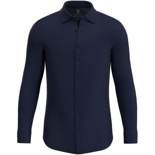 Desoto Overhemd Subtle Half Circle Fantasy Waves Pattern Navy / male