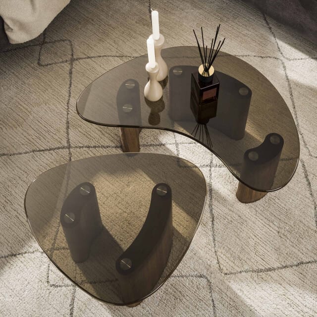 Hoyz Collection - Salontafel Tinto Organisch Set Van 2 - Brons Glas
