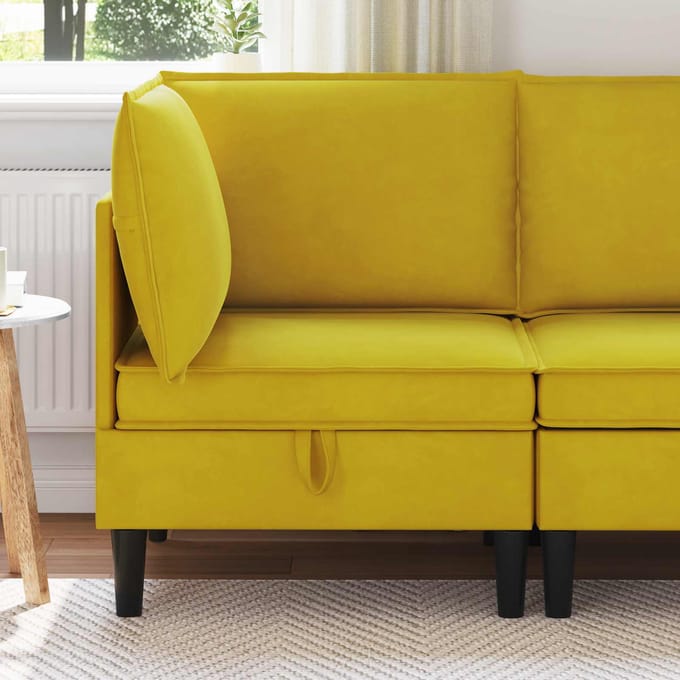 vidaXL - Sofa - met - opslag - Geel - Fluweel