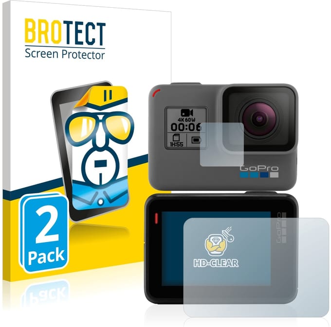BROTECT - Screenprotector voor GoPro Hero 5 Black - Folie Beschermfolie transparant 2 Stuks