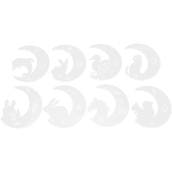 8 Pcs Moule Lune en Silicone Miroir DIY Résine Époxy Coulée Colle Cristal Faon Chat Lapin Dauphin white