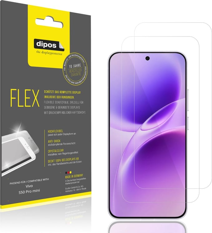 dipos – 2x Beschermfolie geschikt voor Vivo S50 Pro mini | 3D Full Cover Screenprotector | 100% Passend