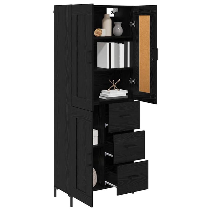 vidaXL - Highboard - 2 - st - Zwart - Eiken - 69,5 - x - 34 - x - 180 - cm - Bewerkt - hout