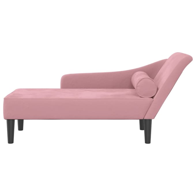 vidaXL - Chaise - longue - met - kussens - fluweel - roze