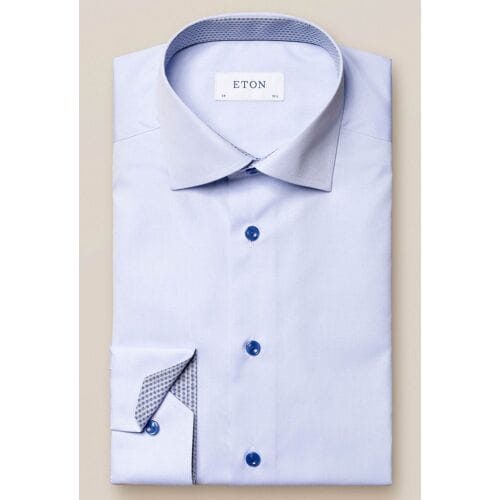 Eton Overhemd Poplin Uni Cutaway Licht Blauw / male