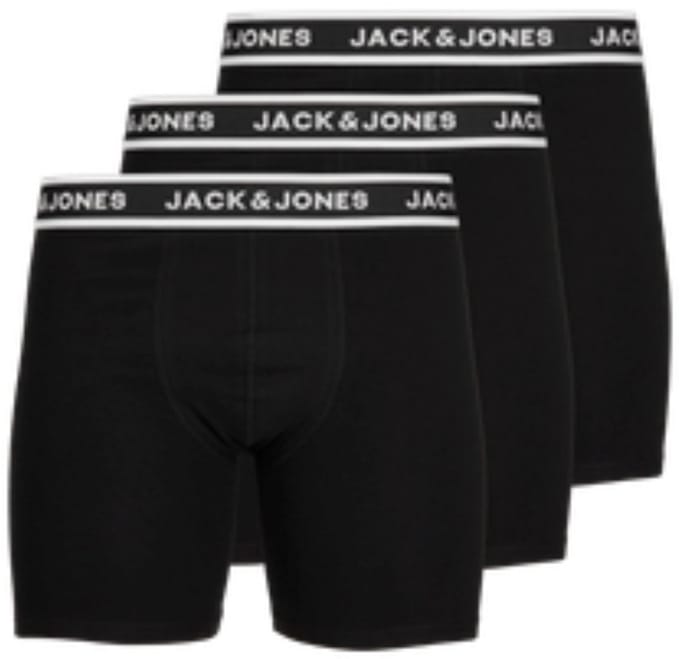 Jack & Jones heren 3P long boxers plus size solid zwart