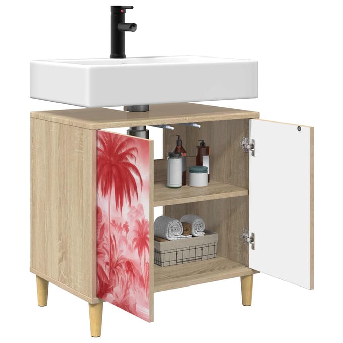 vidaXL - Badkamerkast - AACHEN - Sonoma - 60 - x - 40 - x - 60 - cm - Bewerkt - hout