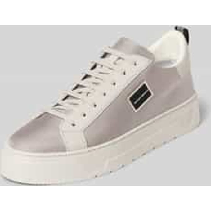Sneakers van leermix met logodetail
