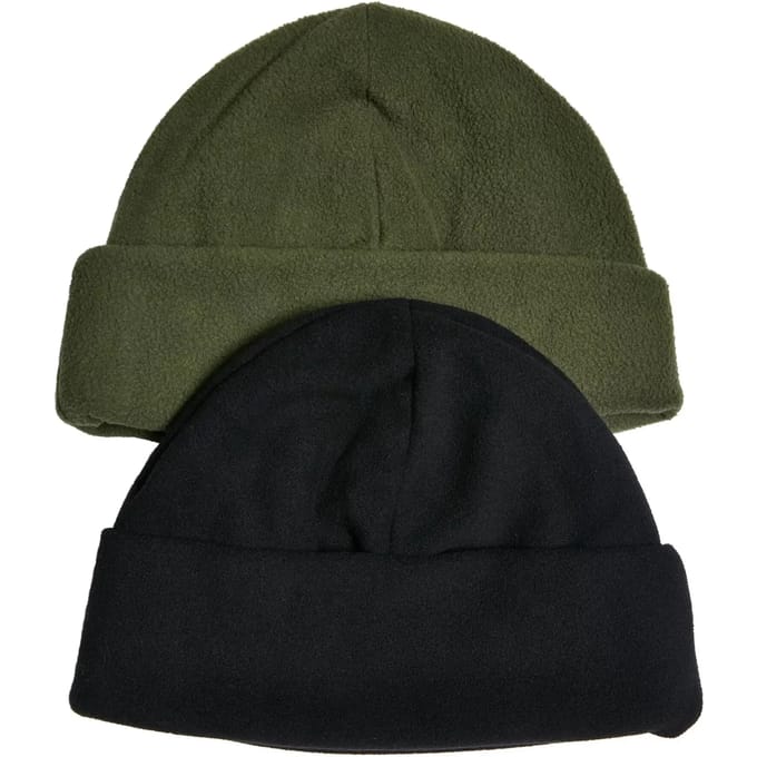 Urban Classics - Fleece 2-Pack Beanie Muts - Groen/Zwart