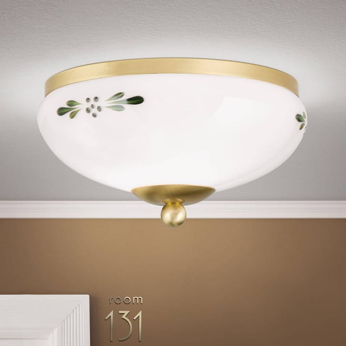 ORION Plafondlamp Landhaus messing opaal groen Ø 21 cm