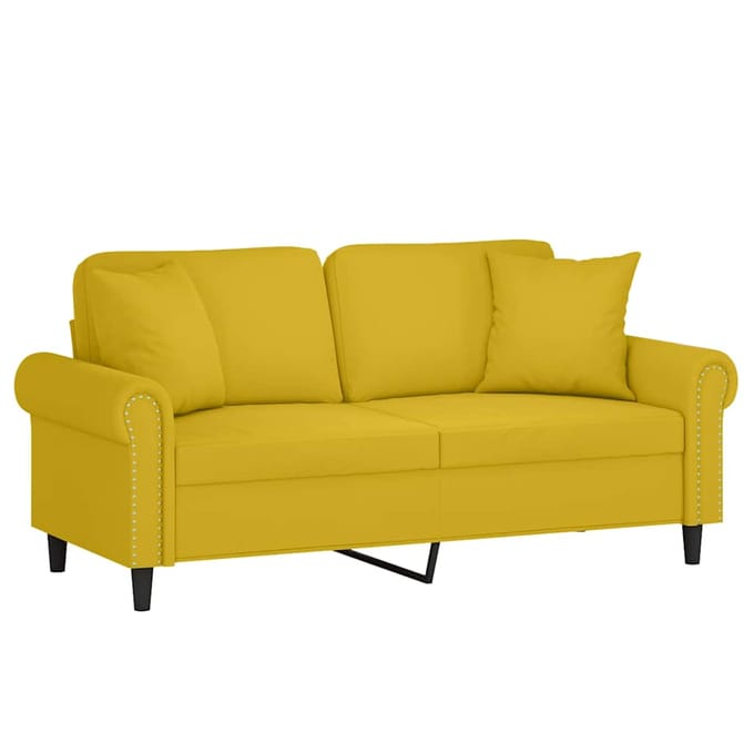 vidaXL - Tweezitsbank - met - sierkussens - 140 - cm - fluweel - geel