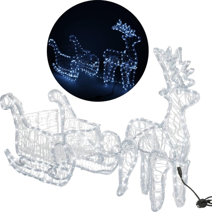 Springos Rendier Met Slee | Binnen & Buiten | 312 LED Lampjes | Koel Wit