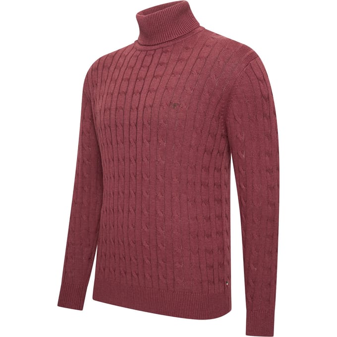 Cappuccino Italia - Heren Trui Pullover Aosta Cable - Rood - Maat M