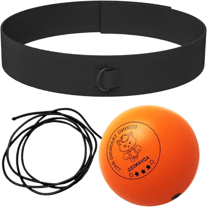 Boksreflexbal met hoofdband - Reactiebal training - Hand oog coördinatie - Verstelbaar ontwerp - 7cm 8cm 9cm - Oranje