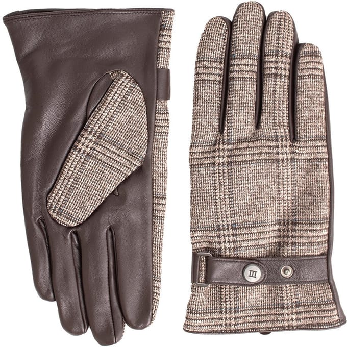 BATISTA | Handschoenen met groot ruitmotief | Dark bruin
