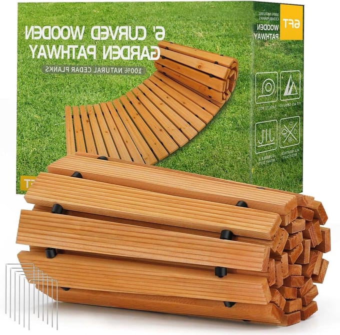 Houten Tuinpad - Loopbrug Buiten - Modder Overbruggen - Opvouwbaar Ontwerp - 17 Inch Breed - Ceder