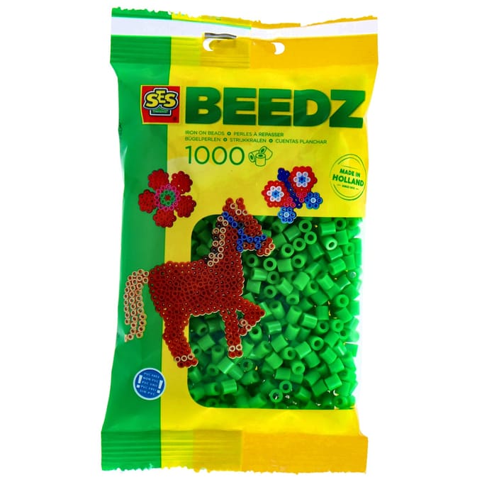 SES Creative - Beedz - Groen - Strijkkralen - 1000 Stuks - PVC Vrij - Vanaf 5 Jaar